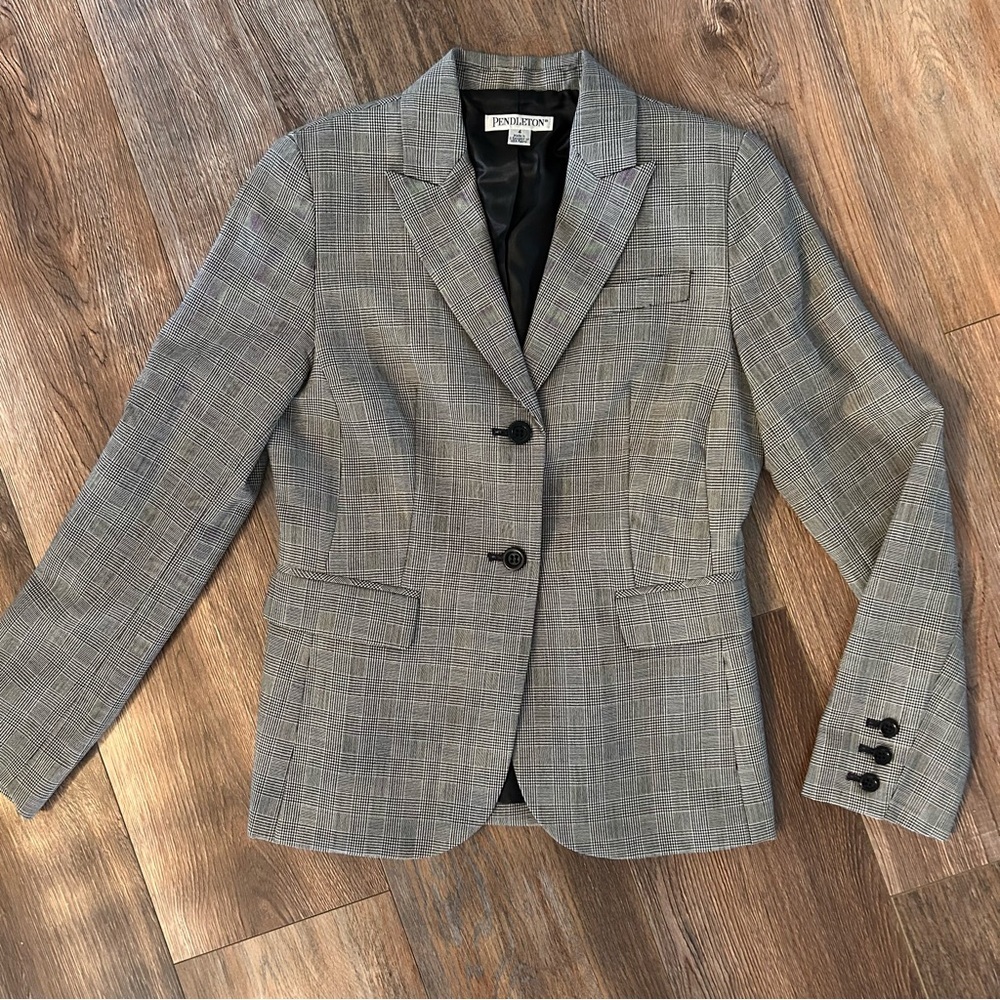 Pendleton Gray Glen Plaid Tailored Women's Blazer